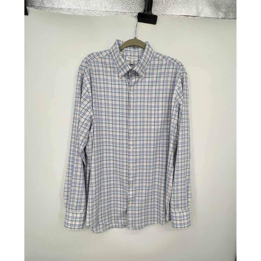 Peter Millar Summer Comfort Button Down Shirt Mens Sz L Plaid Multicolor Preppy
